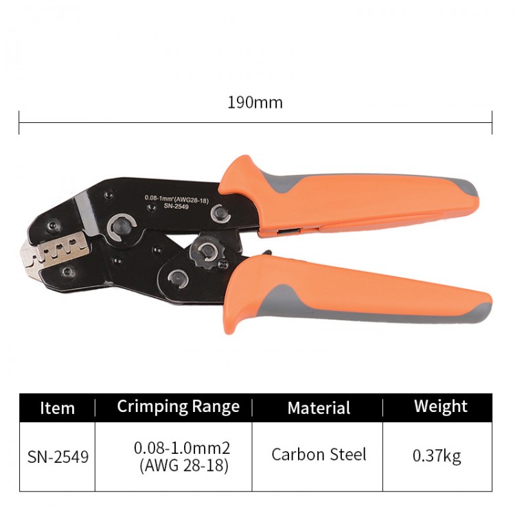 Crimping Plier Hand Crimper Tool Crimp Range 0.08-0.5/0.25/0.5/1.0mm² (28-18AWG) Clamping Tools